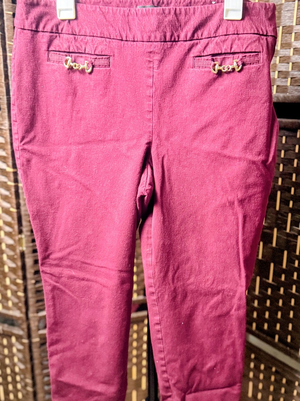 Talbots Burgundy Skinny Jeans with Gold Hardware